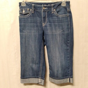 INC International Concept Denim Bermuda Short Blue Jeans Cuffed Pockets Size 6